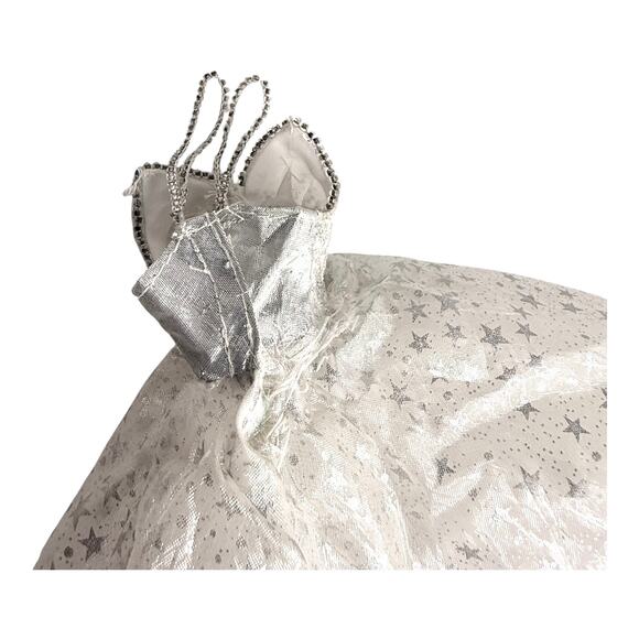 Barbie Doll Silver Star Dress Holiday 2001 Gown White Beaded Straps Tag Party - Picture 4 of 5